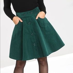 Hellbunny Wonder Years Mini Skirt Green corduroy 4x uk22 US 18